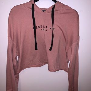 Pink Crop Hoodie